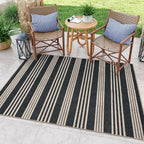 Lahome Elance Striped Easy Jute Outdoor Patio Rug, Washable 5x7 Area Rugs for Living Room Office Indoor Outdoor Carpet, Farmhouse Non Shedding Stain Resistance Carpet for Dining Room Backyard Deck