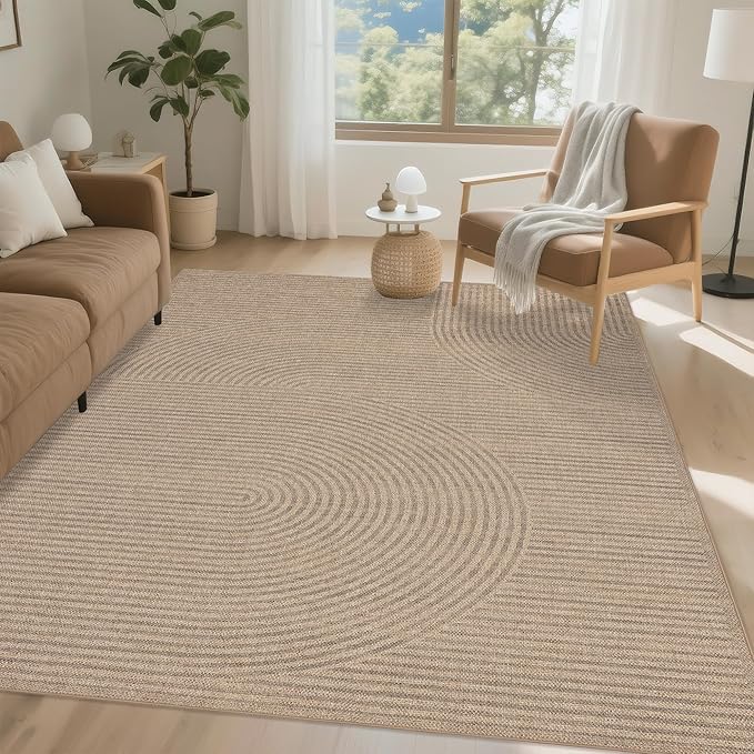 Easy Jute Rug 8x10: Indoor Outdoor Natural Boho Area Rugs for Living Room Patio Washable - Farmhouse Neutral Contemporary Large Carpet for Bedroom Dining Room Backyard Office Non Slip