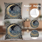 Dark Vintage William Morris Night Moon Forest Decor Pillow Covers 18x18,Black Forest Decor,Dark Dcademia Floral Decorative Throw Pillow Covers for Home Bedroom Living Room