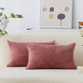 Home Brilliant Lumbar Pillow Covers Rectangle Set of 2 Throw Pillows Striped Corduroy Cushion Covers for Gift Girl's Room Decor, 12 x 20 inch, Dry Rose Pink