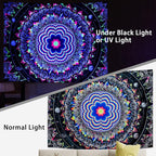 Amonercvita Blacklight Tapestry Trippy Mandala Tapestries UV Reactive Galaxy Stars Tapestry Psychedelic Neon Tapestries Wall Hanging Hippie Black Light Poster for Bedroom