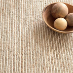 FRELISH DECOR Wool and Jute Premium Handwoven Chunky Stripes Rug - Contemporary Area Rug for Living Room Bedroom (6' x 9' - Natural Ivory)