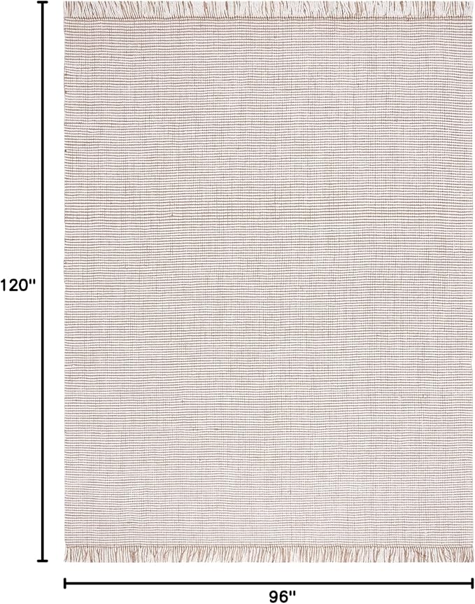SAFAVIEH Area Rug 8x10 - Natural Fiber Collection - Large - Ivory & Natural, Handmade Woven Jute, Farmhouse Fringe Detail, Ideal for Living Room, Bedroom, Dining Space (NF826A)
