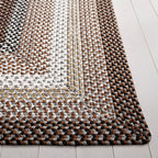 SAFAVIEH Washable Rug Outdoor Braided Collection - 5' Square, Brown & Multi, Handmade & Reversible, Non-Shedding & Easy to Clean, Ideal for Patio, Backyard, Mudroom (BRD308T)