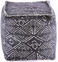 Mandala Life Art Pouf Ottoman - 20x20x20" - Foot Rest Stool - Black Cube