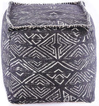 Mandala Life Art Pouf Ottoman - 20x20x20" - Foot Rest Stool - Black Cube