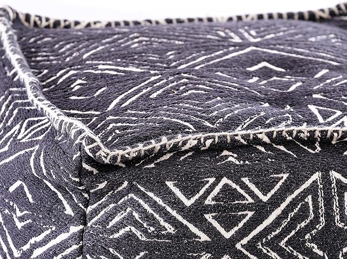 Mandala Life Art Pouf Ottoman - 20x20x20" - Foot Rest Stool - Black Cube