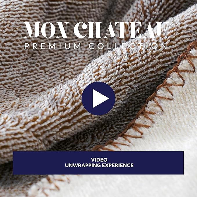 Mon Chateau 60" x 70" Fireside Mélange Throw Blanket, Contrast Stitching Soft Blanket for Queen-Size Bed, Couch, or Sofa, Cozy Home Decor and Stylish Living Room Comfort, Sagewood