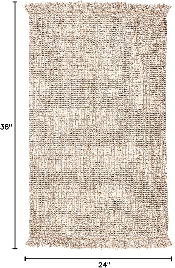 SAFAVIEH Natural Fiber Collection Accent Rug - 2' x 3', Grey & Beige, Handmade Woven Fringe Jute, Ideal for High Traffic Areas in Entryway, Living Room, Bedroom (NF825F)