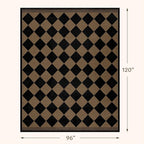 Easy Jute Checkerboard 8x10 Indoor Outdoor Area Rugs for Living Room Patio, Large Washable Non-Slip Checkered Outdoor Rug, Boho Diamond Geometric Pattern Black and Brown Bedroom Dining Room Carpet