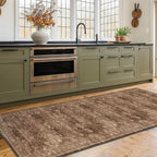 Brown Washable Long Runners for Hallways, 2'6"x8' Wide Kitchen Runner Rug, Entryway Indoor Rug, Non Slip Rubber Backing Boho Vintage Dark Floor Decor