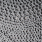 Knitted Cotton Round Pouf - 20x20, Modern Design, Soft Cotton, No Assembly, Porch Ottoman for Living Room, Gray, Ivory (Pouf - Gray)
