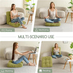 HIGOGOGO Floor Pillow Cushion for Adults, Meditation Cushion Pillow, Large Square Floor Sitting, Tufted Corduroy Cover, for Tatami Living Room or Yoga, 22x22 Inch, 2Pack, Green