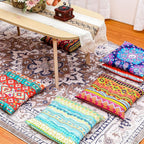 Menkxi 6 Pcs Bohemian Floor Pillows Seating 15 Inch Boho Floor Cushions Sitting Pillows Square Yoga Mandala Meditation Pouf for Living Room Balcony Office Tatami(Stylish)