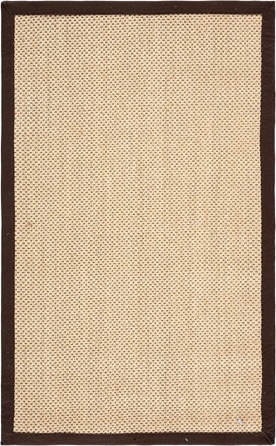 SAFAVIEH Area Rug 3x5 - Natural Fiber Collection - Maize & Brown, Sisal, Woven Design with Border (NF141C)