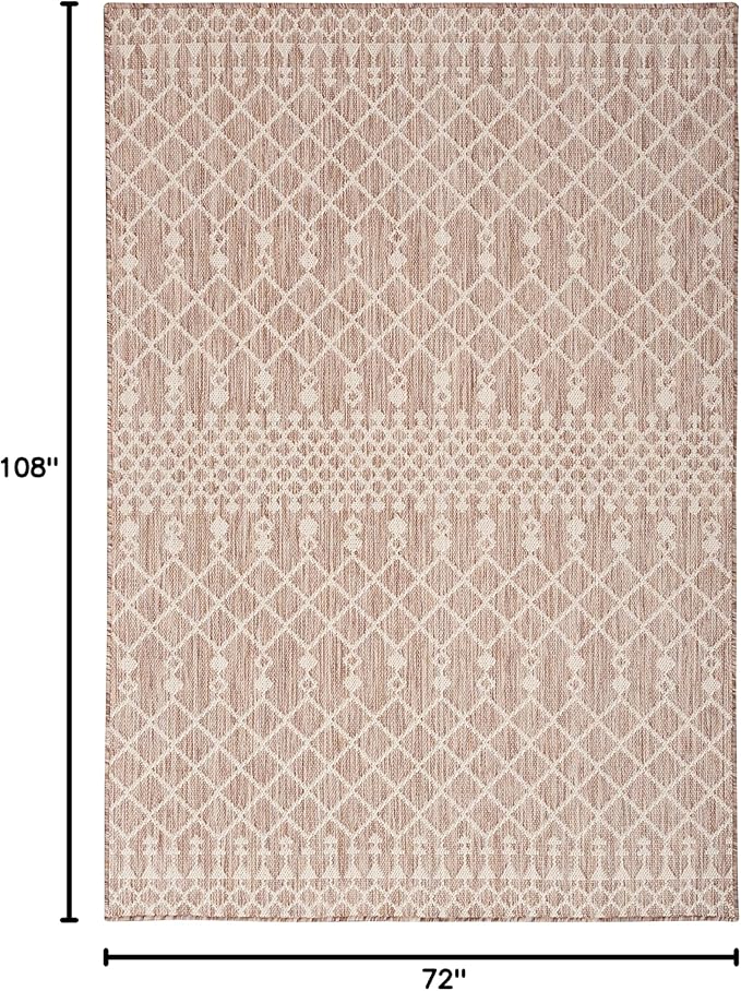 Nourison Home Positano Beige 6' x 9' Area Rug - Easy Clean, Non Shedding, Bed Room, Living Room, Dining Room, Kitchen (6' x 9')