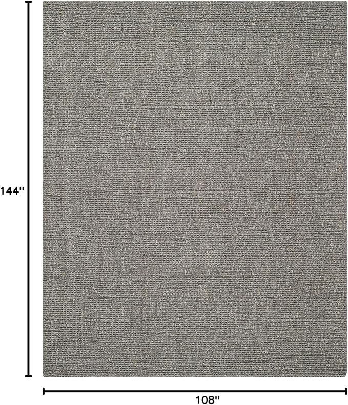SAFAVIEH Area Rug 9x12 - Natural Fiber Collection - Large - Light Grey, Handmade Jute, Farmhouse Style, Chunky Textured Thick Pile (NF447G)