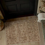 HUGEAR 2x3 Entryway Area Rug Brick Red Small Rug Machine Washable Door Mat Vintage Floral Low Pile Carpet Vacuumable Distressed Throw Rug Entrance Kitchen Bathroom Bedroom Non Slip Lightweight