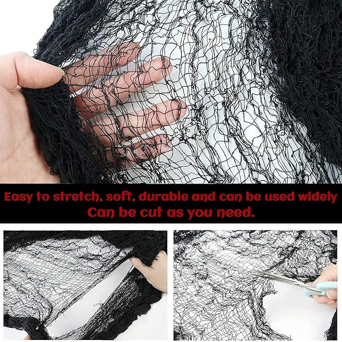 Set of 5 Halloween Creepy Gauze Cloth Decoration, Indoor Outdoor Black Scary Halloween Gauze Tapestry Decor, Spooky Decorations for Home Wall Yard Haunted House Party Supplies, 72 x 30 inch