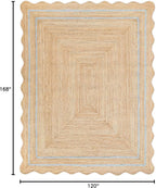 Wave Scalloped Natural Jute Runner Boho Jute Entryway Farmhouse Scallop Rug, Gray (10'x14')
