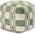 Anji Mountain Pouf Ottoman Foot Rest, Handmade Ottoman Pouf, Comfortable Foot Stool, Decorative Floor Seating for Living Room Decor, Bedroom & Home Décor Accent - Green