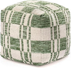 Anji Mountain Pouf Ottoman Foot Rest, Handmade Ottoman Pouf, Comfortable Foot Stool, Decorative Floor Seating for Living Room Decor, Bedroom & Home Décor Accent - Green