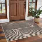 Tangsoo Easy Jute 3x5 Outdoor Rug for Living Room,Non-Slip Thin Black Rainbow Indoor Area Rug,Washable Boho Farmhouse Carpet for Front Porch Bedroom Patio Entryway Balcony