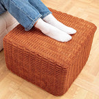 Asuprui Round Square Pouf Ottoman Foot Rest – Lightweight Modern Footstool with Plush Foam Filling, Perfect for Living Room Decor & Cozy Comfort – 20x20x14 Inch Chic Accent Piece (Burnt Orange)