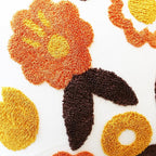 Embroidered Throw Pillow Cover Boho Floral Pillow Covers for Couch Sofa Orange Yellow Cotton Linen Bohemian Pillow Covers 3D Big Flowers 2PCS Botanical Pillowcase Covers 18x18 Inch