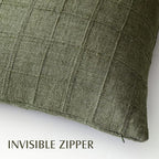 Foindtower Set of 2 Decorative Linen Check Throw Pillow Covers Neutral Farmhouse Vintage Cushion Covers Modern Boho Home Decor for Sofa Chair Couch Bedroom Living Room,24×24 Inch,Olive Green