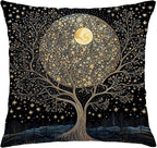 Vintage Dark William Morris Forest Night Moon Decor Pillow Covers 18x18,Black Forest Decor,Dark Dcademia Floral Decorative Throw Pillow Covers for Home Bedroom Living Room