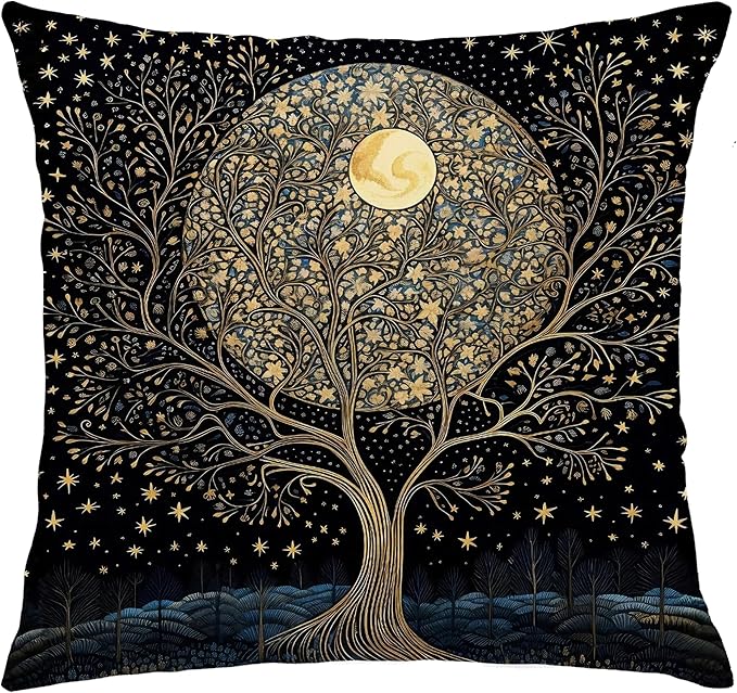 Vintage Dark William Morris Forest Night Moon Decor Pillow Covers 18x18,Black Forest Decor,Dark Dcademia Floral Decorative Throw Pillow Covers for Home Bedroom Living Room