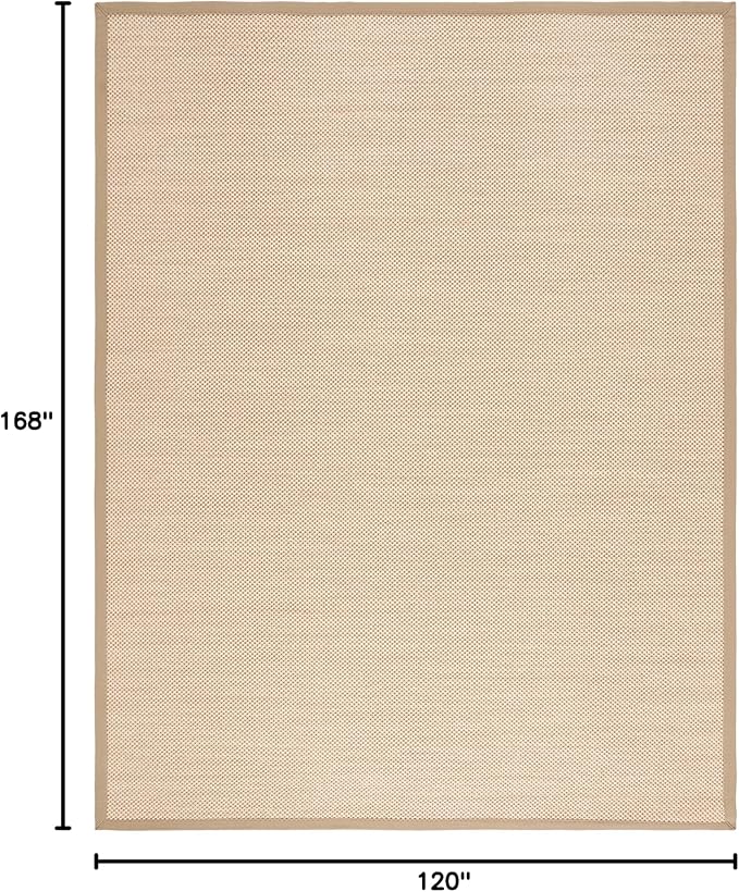 SAFAVIEH Area Rug 10x14 - Natural Fiber Collection - Large - Maize & Linen Color, Sisal, Woven Design with Border (NF141B)