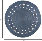 SAFAVIEH Area Rug 6' Round - Natural Fiber Collection - Navy, Handmade Jute, Boho Farmhouse Braided Design (NF364N)