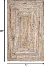 SAFAVIEH Area Rug 6x9 - Cape Cod Collection - Beige & Multi, Handmade Jute & Cotton, Woven Braided Design (CAP202B)