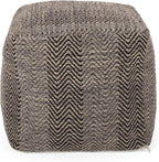 GDFStudio Boho Handmade Fabric Cube Pouf Ottoman Foot Stool - Bean Bag Floor Chair - Foot Rest Couch for Living Room Bedroom, Brown Beige and Yellow,15"" x 15"" x 15"", 312185N