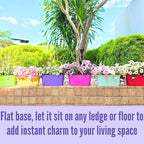 LaLaGreen Outdoor Hanging Planter (11.2 Inch, 6 Pack) Light Blue, Neon Pink, Dark Purple, Yellow, Red Metal Iron Window Box Flower Pot Deck Railings Fence Buckets Modern Boho Style Home Garden Decor