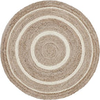 VHC Brands Jute Rug with Pad, Natural & Crème, 3 Feet Round