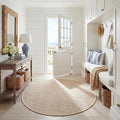 SAFAVIEH Area Rug 6' Round - Natural Fiber Collection - Marble & Beige, Sisal, Woven Design with Border (NF143C)