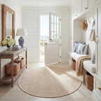 SAFAVIEH Area Rug 6' Round - Natural Fiber Collection - Marble & Beige, Sisal, Woven Design with Border (NF143C)