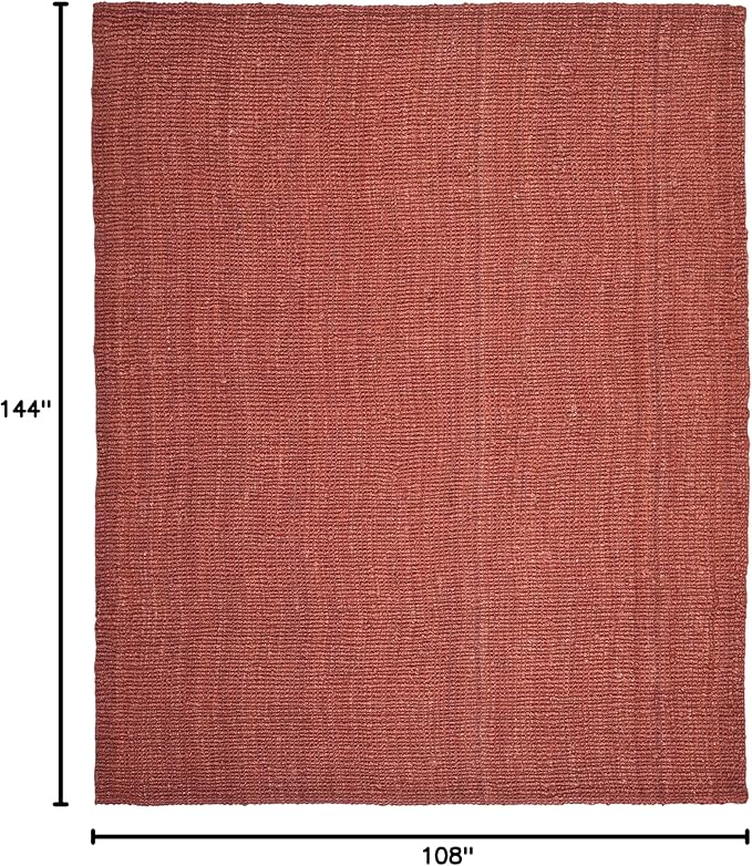 SAFAVIEH Area Rug 9x12 - Natural Fiber Collection - Large - Rust, Handmade Jute, Farmhouse Style, Chunky Textured Thick Pile (NF447C)