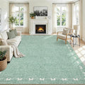 GarveeHome Bow Washable 8 x 10 Rug for Living Room Green 8x10 Playroom Rug Non Slip Soft Bedroom Rugs Low Pile Large Area Rug Stain Resistant Carpet for Nursery Dining Room, Green 8'x10'