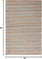 SAFAVIEH Natural Fiber Collection Area Rug - 5' x 8', Teal & Natural, Handmade Flat Weave Stripe Jute & Cotton Jute, Ideal for High Traffic Areas in Living Room, Bedroom (NFB655K)