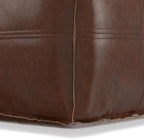 SIMPLIHOME Brody Square Pouf - 18 inch Wide Upholstered Vegan Leather Ottoman in Distressed Dark Brown, Boho Footstool, Coffee Table or Extra Seating for Living Room or Bedroom, Assembled