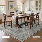 Bavni Area Rugs for Living Room, 5x7 Area Rugs Non-Slip Washable，Ultra-Thin Aesthetic Boho Rug for Bedroom Dinning Room Office, Gery