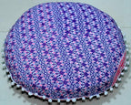 Round Mandala Floor Pillow Cover Seating Cushion Throw Ottoman Pouf Cover Pom Pom Pillow Cases Hippie Decorative Bohemian Boho Indian 22 Inches (Pink White)