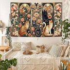 Apdidl Boho Floral Cute Wall Tapestry for Bedroom, Vintage Flower Cat Wall Hanging, Bohemian Style Orange and Black Cats Funny Tapestries, Animal Painting Art Poster for Girls Room Dorm Beach Decor (39" X 60")