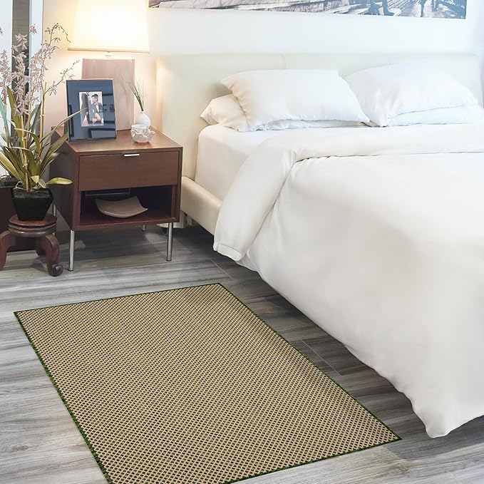 Nourison Home Courtyard Green 3' x 5' Area Rug - Easy Clean, Non Shedding, Bed Room, Living Room, Dining Room, Kitchen (3' x 5')