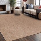 Washable Indoor Outdoor Rug 6x9 Weather Resistant Area Rugs Modern Solid Jute Rug for Porch Deck Balcony Backyard Patio Outside Carpet (6 X 9 Jute Beige)