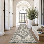 Washable Runner Rug 2.6x12 Runners for Hallways, Ultra-Thin Carpet Runners for Entryway Anti Slip Backing Runner Rugs for Kitchen Laundry Room Indoor Hallway (Black/Beige)